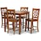 Baxton Studio Nicolette Modern and Contemporary Walnut Brown Finished Wood 5-Piece Pub Set 176-11424-10903-Zoro - alternate 3